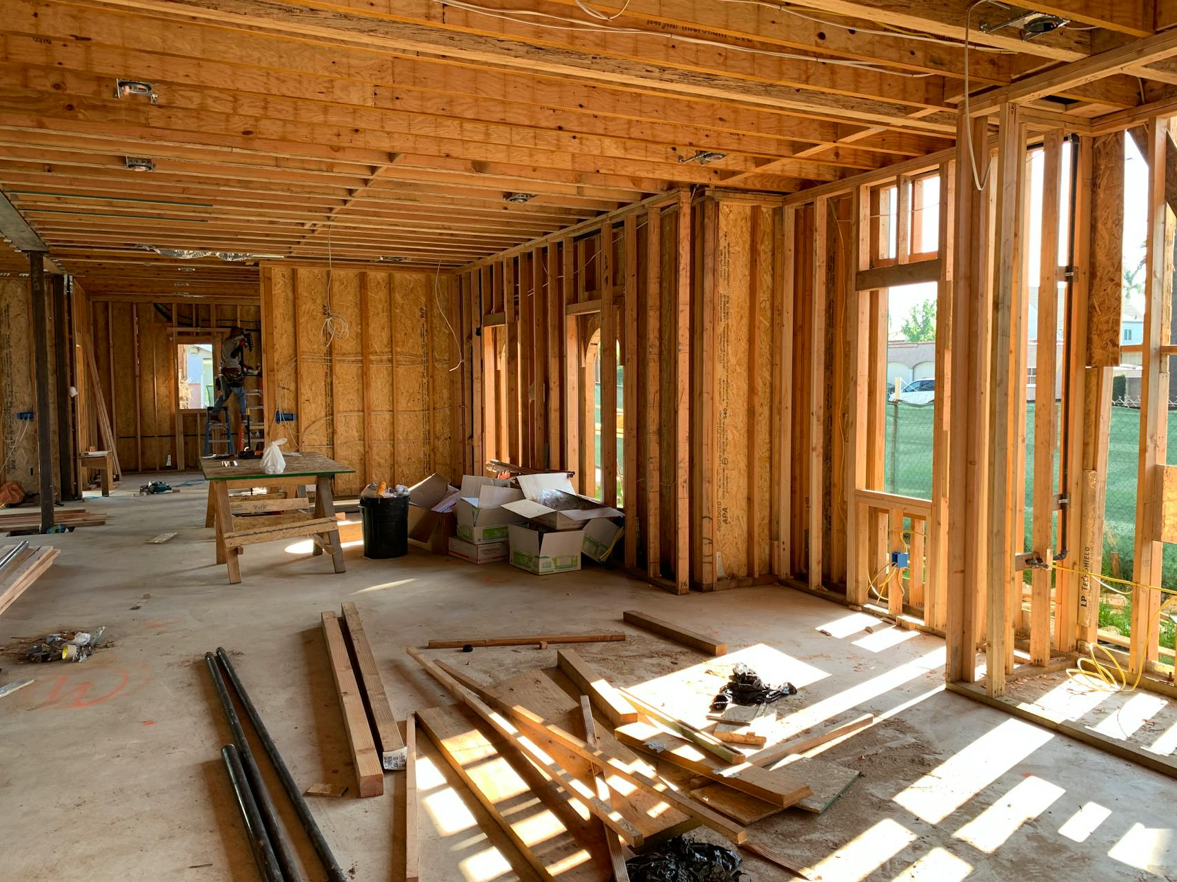 Wood framing in a renovation project